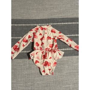 Jessica Simpson‎ Baby Girls 12M Rash Guard Swimsuit Ruffle Hearts Long Sleeve
